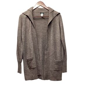 J crew wool blend open front long cardigan. Taupe Brown. Size Small.